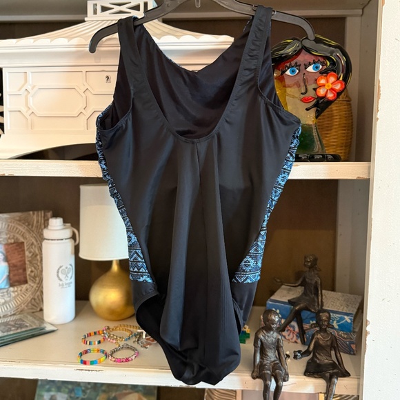 Miraclesuit brio one piece swimsut in blue black colors sz 16 - Picture 4 of 5